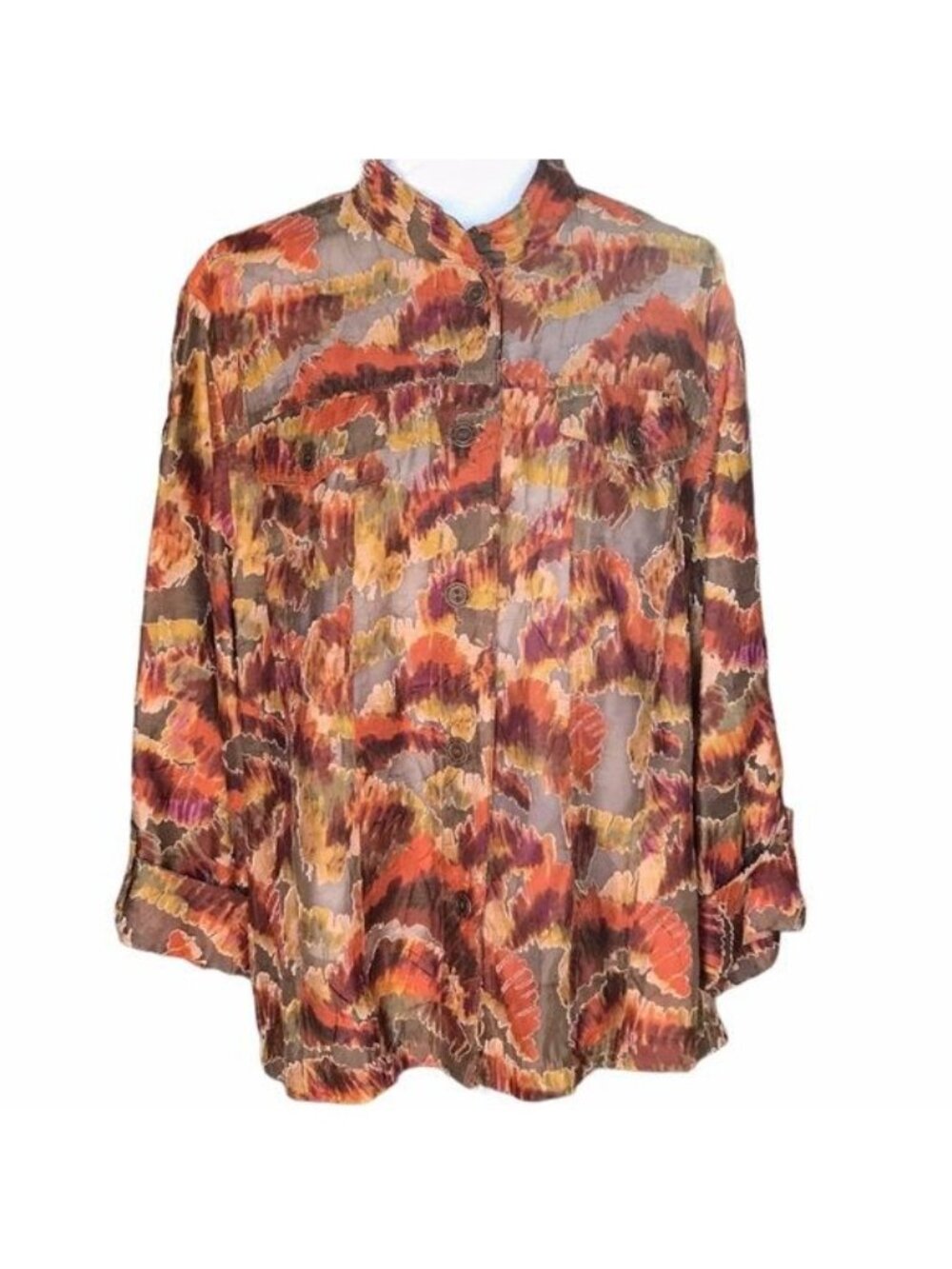 Vintage Ruby Rd Lightweight Blouse 3/4 Sleeve Fall Colors Size 18W